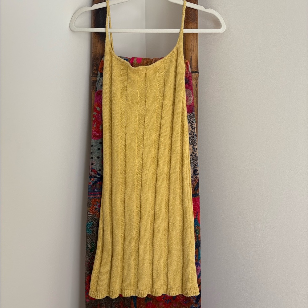 Free People Stellar Sweater Mini Dress in Mellow Yellow